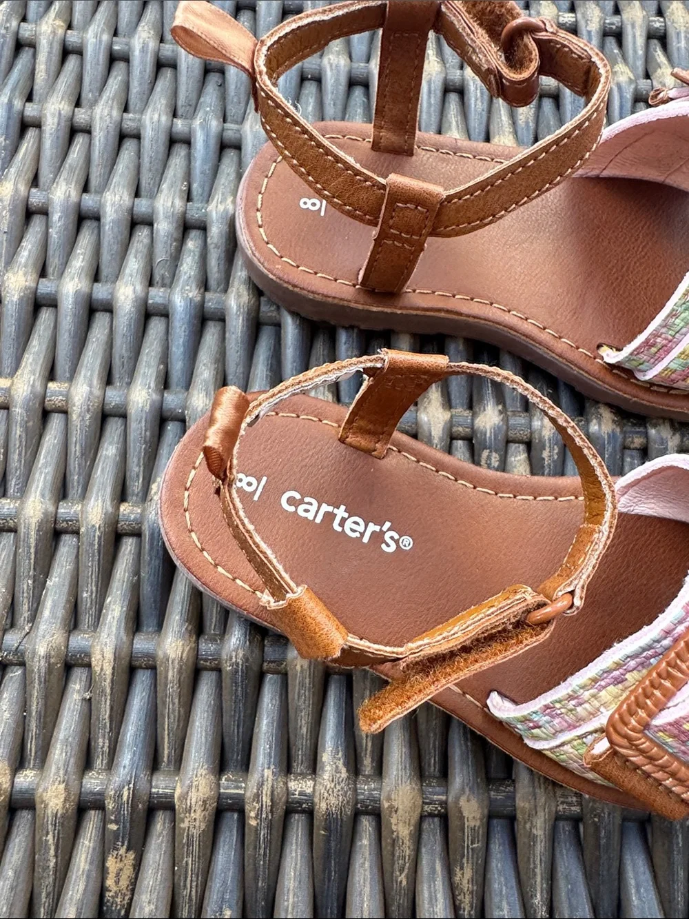 Carter's Brown Toddlers' Sandals with Pastel Woven Strap